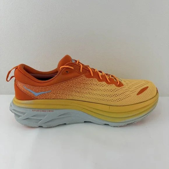 Hoka One One Bondi 8 Orange Yellow Running Shoes Mens 11.5D